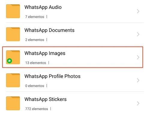 Como recuperar fotografias apagadas do WhatsApp - Procurar na pasta WhatsApp